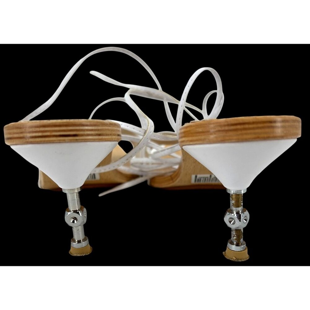 White Nasma Womens Rhinestone Studded Heeled Sandals Size 9.5 - Picture 8 of 13